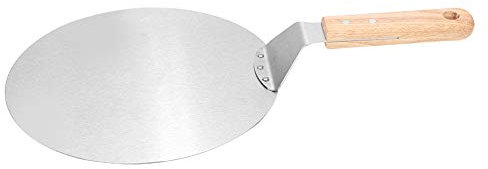 Pizza que Gira la Cáscara, Espátula de Acero Inoxidable de Madera Gruesa Cáscaras de Metal Redonda Paleta con Accesorios de Horno Al Aire Libre para Pan o Queso