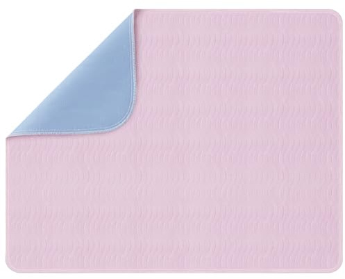 PICK FOR LIFE Incontinence Bed Pads Washable Bed Protector Reusable Bed Wetting Sheets Absorbent Mattress Protector for Kids Adults Elderly Pink (1 Pack, 70x90cm)