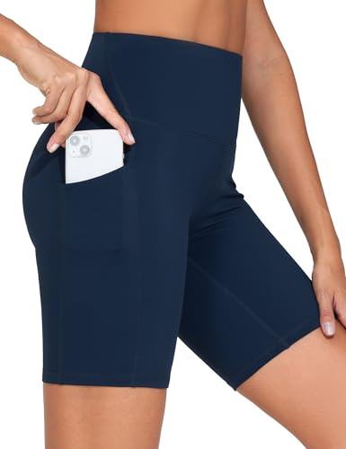 THE GYM PEOPLE Damen Radlerhose High Waist 20cm Sport Shorts mit Taschen | 4-Wege-Stretch, Atmungsaktiv, Bauchkontrolle, Ultraweich, 2 Seitentaschen, Kurze Legging Sporthose Yoga Laufen Fitness
