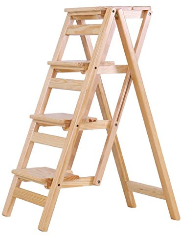 BGKASYHI Sgabello Pieghevole a scaletta, scaffale in Legno, Sedia per Scale, libreria Domestica, Supporto per Piante, Perfetto per Interni ed Esterni - carico Massimo 150 kg