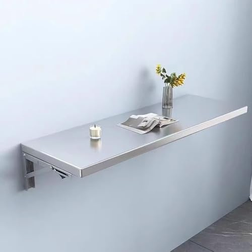 Tavolo Pieghevole a Muro Acciaio Inossidabile 304, Con Staffe in Acciaio Piegate, Tavolino da Muro Pieghevole per Cucina Sala da Pranzo(60 * 25cm)