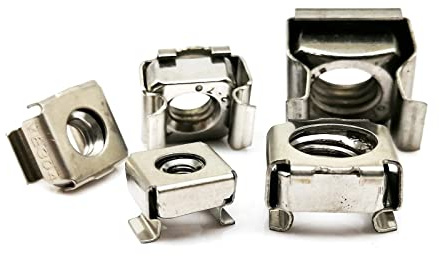 Käfigmuttern, schwimmende Mutter, A2-70 304 Edelstahl Quadratische elastische Rack-Montage Serverschrank Regal Clip Schwimmende Käfigmutter 10 Stück(M4)