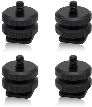 4PCS Camera Hot Shoe Mount to 1/4-20 Tripod Screw Adapter Mount, Mini Ballhead Cold Shoe Camera Mount Adapter with 360° Rotation, Self Adhesive Camera Mount & Connect Adapter Mount
