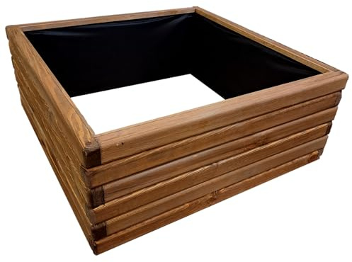 HolzGarden Hochbeet Holz 75 x 30 x 75 cm Imprägniert Teak Pflanzkübel Groß Außen Pflanzkasten für Gemüse Garten Kräuter Obst Blumenkasten Blumenkübel Outdoor Rechteckiges Beet