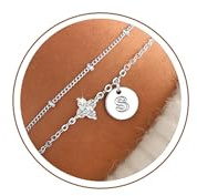 TINGN Armband Damen Gold Silber - 14K Gold Vergoldet Armband mit Buchstaben A-Z CZ Vierblättriges Kleeblatt Armbänder Personalisierte Geschenke Geburtstagsgeschenk für Frauen Mädchen Schmuck Damen