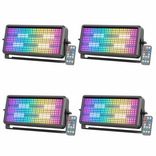 4 pièces 150W LED RGBW Wallwasher 450 LEDs Exterieur Projecteur Stroboscope Lumière de Scène Barre Wallwasher avec Télécommande pour Fête Patio Jardin plein air