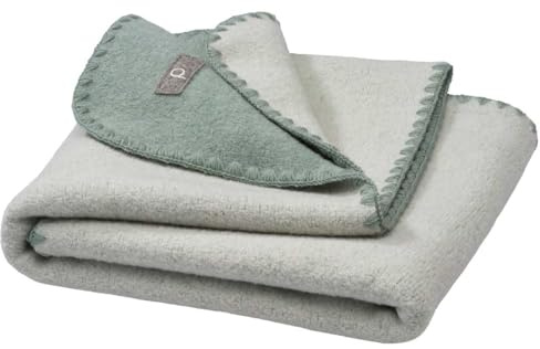 Disana Doubleface-BABYDECKE, 100% Bio-Merinowolle GOTS, IVN Best | 80 x 100 cm | Schlafdecke, Wolldecke, Spieldecke | Made in Germany | Jade-Natur
