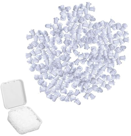 500 Piezas Universal Tuerca Pendiente, Tapón Posterior de Pendiente Seguridad,TapóN De Pendiente De Silicona Blanco Transparente De 4 Mm * 4 Mm