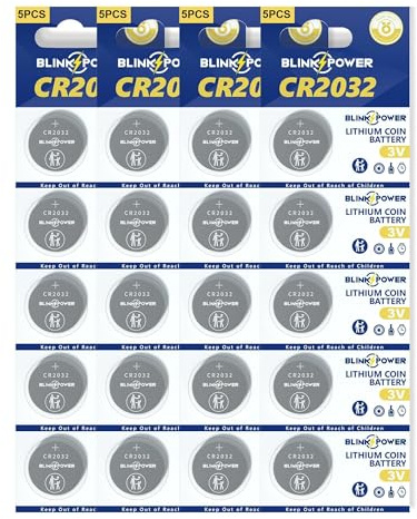 Blinkspower CR2032 Lithium 3V Coin Battery, 20 Pack 2032 Battery, Child-Safe & Longest Lasting for AirTag, Car Remote Key