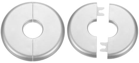 QUARKZMAN 2 Piezas De Brida Dividida 22.5mm/0.9 Placas De Cubierta De Fontanería Autoadhesivas ABS Plástico Placa Escutcheon Redonda Diseño De Hebilla Para Tubería Color Plateado