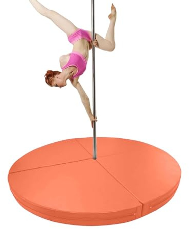 Pole-Dance-matta, tjock fallskyddsmatta för Pole Dance – 160 cm vikbar säkerhetsmatta för hemmagym, Lyra-Hoop och yogamatta, slitstark orange kudde för uppvaknande
