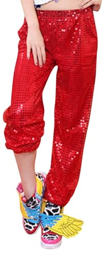Generisch 2026 Frauen Karneval Glitter Pailletten Jogger Hosen Pailletten Damen Casual Dünne Hosen Party Disco Hiphop Tanz Hosen Kostüme