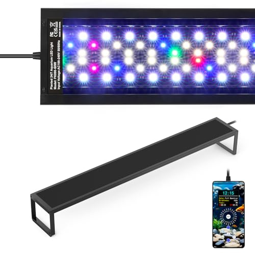 fishkeeper 6-Rows WRGB Aquarium Beleuchtung, Aquarium Lampe LCD-Steuerung | 24/7 Aquarium Licht, Programmierbar DIY Modu mit Timer (1-Min) & 1%-Dimmung & 9 Farben & 1-Tasten-Sync & Speicherfunktion