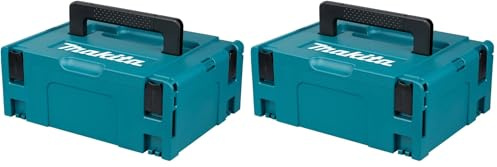 Makita 821550-0 MAKPAC Größe 2 Systemkoffer, Werkzeugkoffer, Transportkoffer, verknüpfbar an Koffersystem, mit Tragegriff, 395 x 295 x 163 mm (LxBxH) (Packung mit 2)