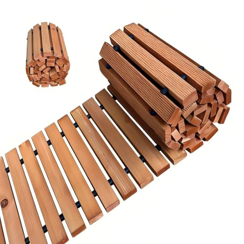 Relaxdays Rollweg Holz, Gartenweg rollbar, Holzweg Rasen, Natur | Pool & Strand, rutschfest, HBT: 2x245x55 cm, Gartenpfad