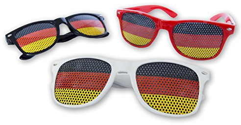 3 Deutschland Brillen - Fan Set - WM EM Set - Schwarz Rot Gold - Sonnenbrille Germany - EM Brille