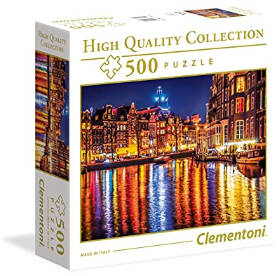 Clementoni 35037 Amsterdam – Puzzle 500 Teile ab 9 Jahren, buntes Erwachsenenpuzzle mit kräftigen Farben, Geschicklichkeitsspiel für die ganze Familie, schöne Geschenkidee