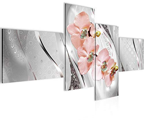 Runa Art Bild XXL 4 Teilig Blumen Orchidee 200 x 100 cm Kunstdruck auf Vlies Leinwand Wanddeko Wohnzimmer Schlafzimmer 206541b