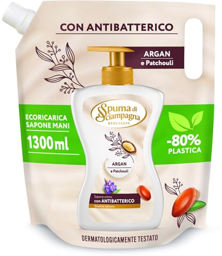 Spuma di Sciampagna Nachfüllpackung für Flüssigseife, umweltfreundlich, mit Argan und Patchouli, 1,5 Liter