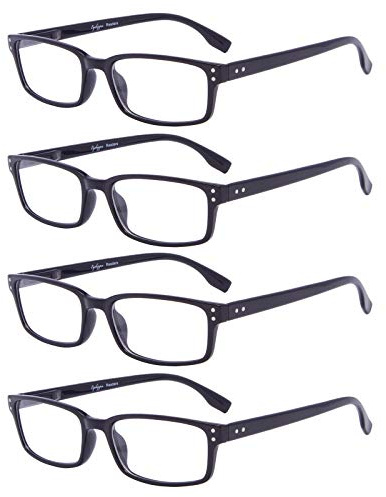 Eyekepper 4er Pack Klassische Lesebrille Rechteckige Fassung Herren Damen Schwarz +0.75