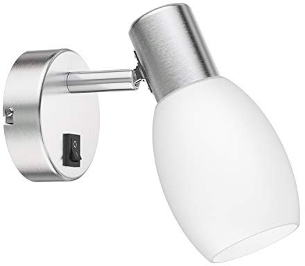 ledscom.de Lampada da lettura/parete LUPI, interruttore, acciaio inox opaco, 1x E14 max. 25W
