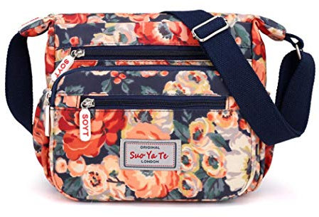 Gelory Crossbody-Handtasche für Damen: mehrere Taschen, Schultertasche, Kuriertasche, Nylon, wasserdicht, Reisehandtasche für Wasserflasche, Telefon, Einkaufen, Wandern, täglichen Gebrauch, Orange,