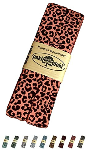 Sandras-Bastelladen Oaki Doki Schrägband/Einfassband Tricot de Luxe Jersey gefalzt 3m x 20mm 3008-Leopard Marsala