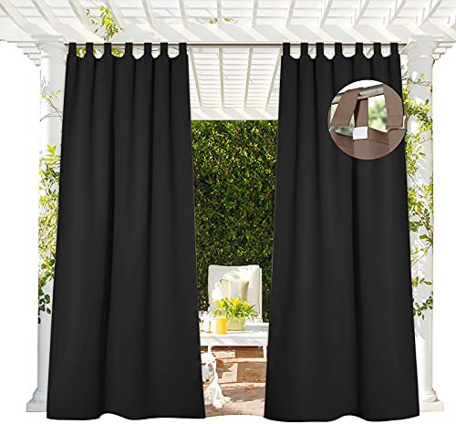 M-TOP Outdoor Vorhänge Aussenvorhang, Gardinen für Pergola Cabana, Wasserdicht Sonnenschutz Thermo Outdoor Gardine, UV Schutz, mit Klettbänder Ohne Bohren, 270 cm Lange