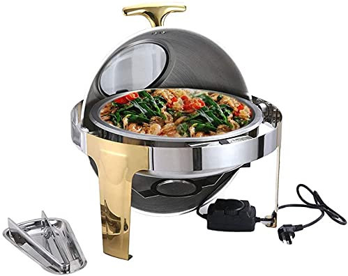 JINCAN. 6L Caldatore alimentare, Pentola calda per tenere o riscaldare il cibo, con coperchio visibile e manico, il coperchio può essere ruotato di 180 °, 220V 400W (Colore : Gold-6l)