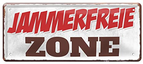 Jammerfreie Zone Schild - lustiges Deko Blechschild - witziges Hinweisschild Verbotsschild Warnschild - Dekoration für Büro Arbeitsplatz Firma Betrieb Jugendzimmer Kinderzimmer - 28x12cm