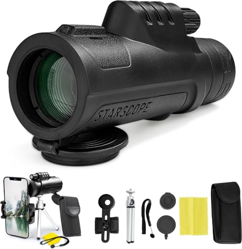 Starscope Monokular Teleskop G3 Smartphone Bundle - 10x42 Monokularteleskop für Smartphone Bundle | Monokular zur Vogelbeobachtung für iPhone & Android mit Spektiv-Stativ, Handyhalterung & vieles mehr