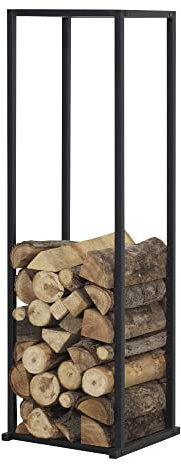 [en.casa] Portalegna (LxPxA) 35 x 35 x 120 cm Deposito in Acciaio per Legna da Ardere Supporto per Tronchi da Legnaia - Nero