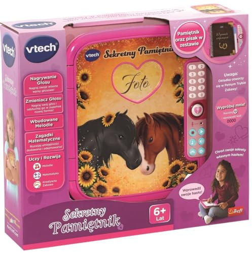 Vtech Trefl, diario interattivo, accesso al detto, registrazione vocale, penna per appunti e colori, puzzle matematici, giocattoli per bambini dai 6 anni in su