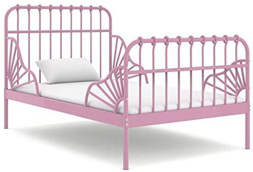 INLIFE Ausziehbett Rosa Metall 80x130/200 cm,Rosa,22KG