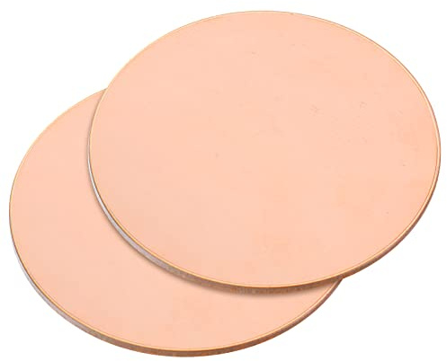 QUARKZMAN 2 Stück Kupferblech Rund 50mm Durchmesser 2mm Dicke Reine T2 Kupferplatte Metallblech Kupfer Runde Platte für Handwerk Elektrische Reparaturen Leiterplattendruck Wartung