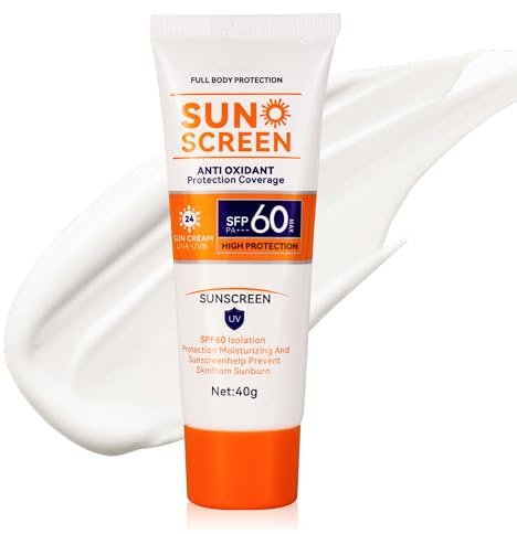 Crème Solaire Visage et Corps SPF 60 - Résiste à L'eau - Sans Alcool 40g | Lotion Solaire Hydratante SPF 50+ - Protection UVA/UVB - Fini Invisible - Vegan - Peaux Sensibles - Tous Types de Peaux