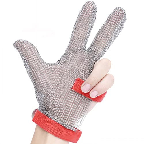 Schnittschutzhandschuhe aus Metall – verstellbare Nylon-Handschlaufe, Chef, Metzger, Holzarbeiter, Schneider, Sicherheitsarbeit, Kettenhemd-Handschuhe (Größe: 1 Stück/XL)