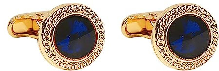 Ayoiow Manschettenknopf Hochzeit Legierung Manschettenknöpfe Gold Blau Rund Manschettenknöpfe