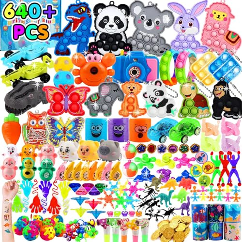 Kiss Monkey Party Favors for Kids 8-12 4-8, 640 PCS Fidget Toys Bulk, Prize Treasure Box Toys for Classroom, Goodie Bags Stuffers for Kids, Birthday Gifts, Carnival Prize, Pinata Stuffers