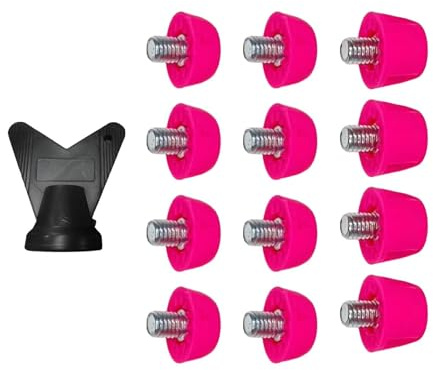 Oshhni 12 pezzi scarpe da pista chiodate scarpe da rugby borchie M5 tappeto erboso antiscivolo con chiave tacchetti per scarpe da calcio scarpe da calcio, rosa rosso