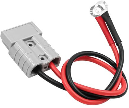 POFET Conector de batería 50A 600V con Junta tórica Cable Conector de batería 10AWG 25cm Cable de Carga para Carretilla elevadora Remolque cabrestantes caravanas, Barcos, Paneles solares