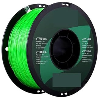 3D-Scan-Marker Flexibles TPU-Filament 1,75 mm, TPU 95A 3D-Druckerfilament 1 kg 2,2 Pfund Spule, 3D-Druckmaterial for 3D-Drucker TPU 95A Diffuse Reflexionsmarker für 3D-Scanner(Transparent Green)