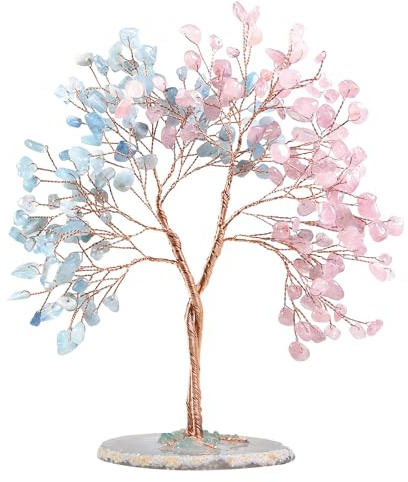 Nupuyai Aventurin&Aquamarin Baum Edelstein Geldbaum Hochzeit Wohn Deko | Heilstein Kristall Baum, Amethyst Druse Stein Basis, Feng Shui Geldbaum, Liebesbaum Wohn Deko, Hochzeit Geschenk
