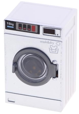 TOYANDONA Miniature Washing Machine Toy with Openable Drum Realistic Dollhouse Laundry Appliance Model for Kids Pretend Play and 1 12 Scale Dollhouse Furniture Accessory