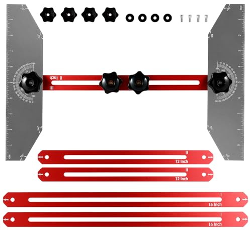 Stair Tread Template Tool 11-60inch Aluminum Alloy Stair Measuring Tool Precise Stair Tread Gauge Portable Stair Tread and Shelf Template Jig Layout Tool for Woodworking Stairs Risers Drywall Shelf