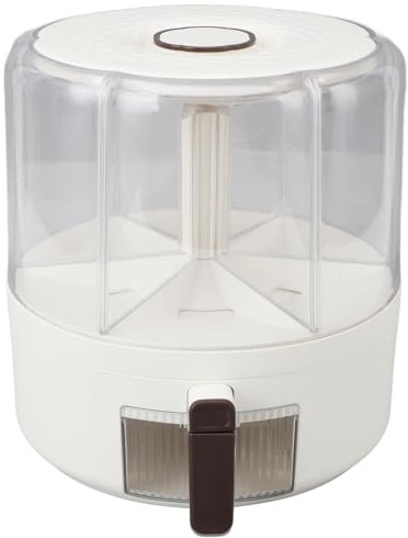 Asixxsix Rice and Grain Storage Container, 360° Rotating Dry Food Dispenser, 6 Grid Grain Dispenser, Moistures proof Household Cereal Dispenser for Kitchen Soybean Corn (S 35.43in Diameter)