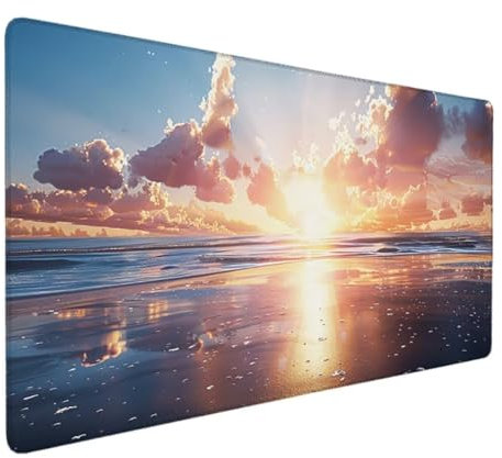 Gaming Mauspad XXL 800x400 I Mousepad in Standardgröße Mauspad Gaming I Wasserdicht & rutschfest Schreibtischunterlage I PC, MacBook und Laptop I Ergonomisches, Geschenk, Mauspad Lila (Strand) 1-2