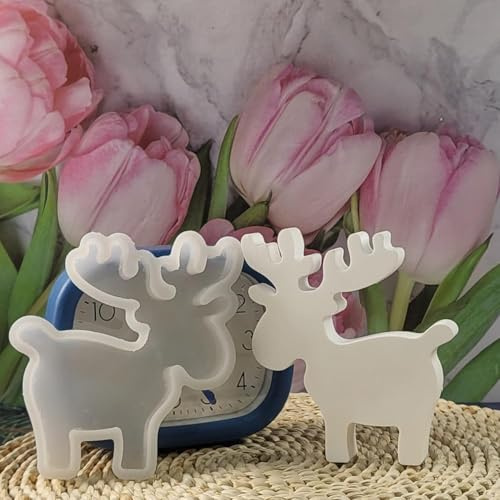Weihnachten Elch Kerzenformen zum Gießen WISIRENT, Silikonform Weihnachten Elch Silikon Gießform Elch, Silicone Mold Christmas Elk Elch Gießformen Silikon für Weihnachten, Halloween Verwendet, Ostern