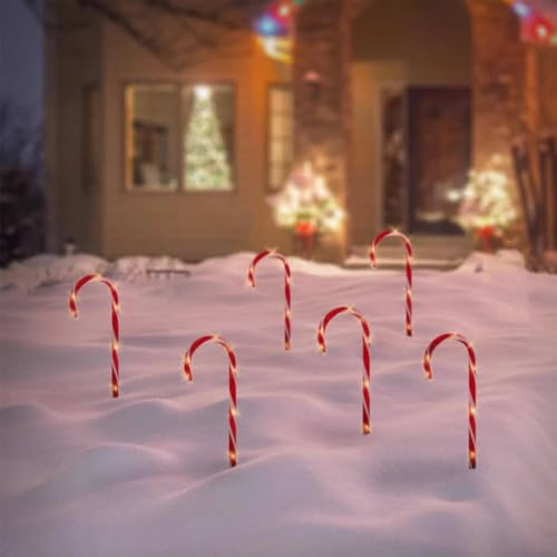 Koopmann Outdoor LED GARTENSTECKER 6ER SET 47 CM Zuckerstangendesign Batteriebetrieben - Lieferung ohne Batterie