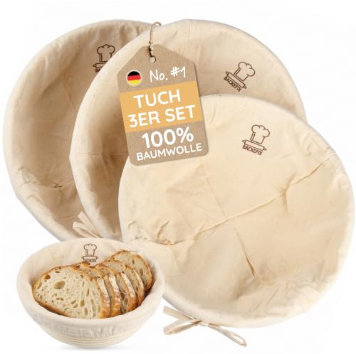 Backefix Gärkorbtuch 3er Set – rund (27 cm)